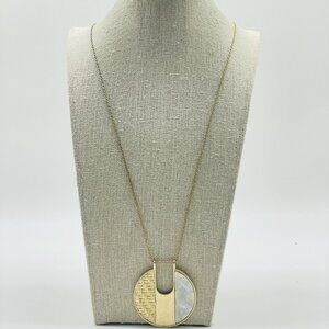 Vintage Gold Tone Abstract Pendant Necklace Modernist Geometric Design